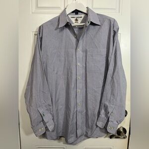 2/$30 Tommy Hilfiger Men’s Dress Shirt Blue Check 100% Cotton Size 17 34/35